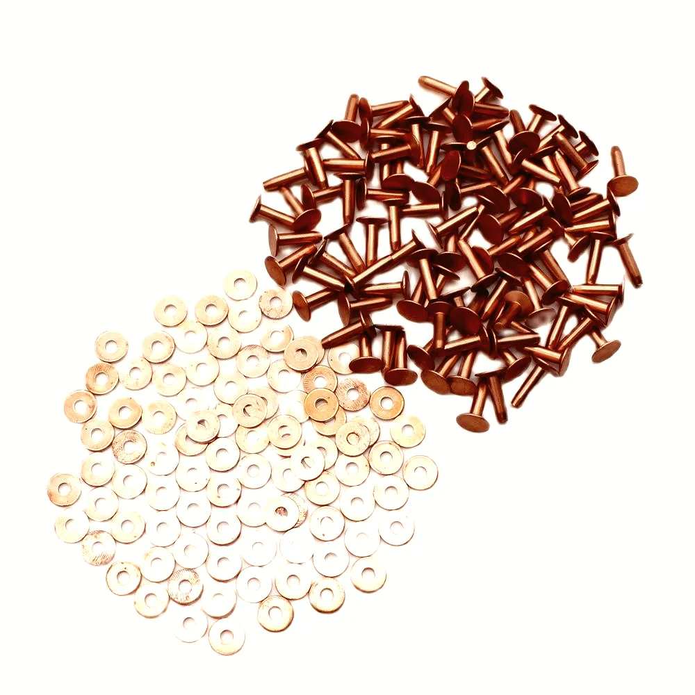 

100pcs Copper Rivets & Burrs/Washers With Tool