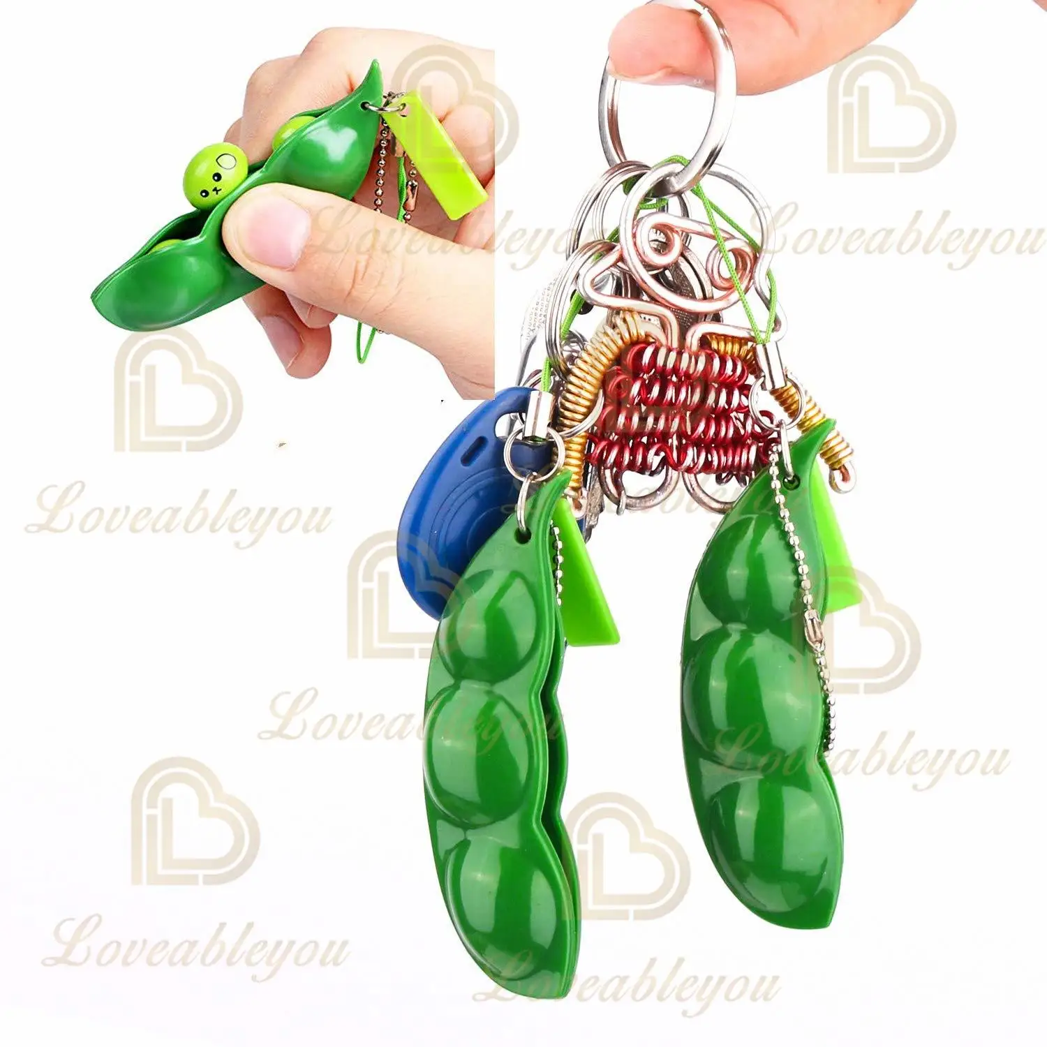 

5pcs Decompression Edamame Toy Squishy Squeeze Peas Beans Keychain Anti Stress Adult Rubber Boys Xmas Pop It Fidget Stress Toys