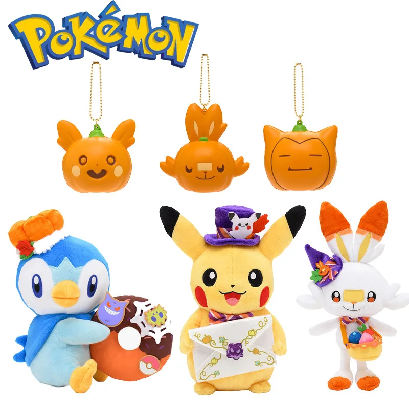

Pokemon Halloween Plush Toys Morpeko Morpeko Scorbunny Snorlax Piplup Pikachued Original Dolls Kawaii Stuffed Toys Puppet Gifts