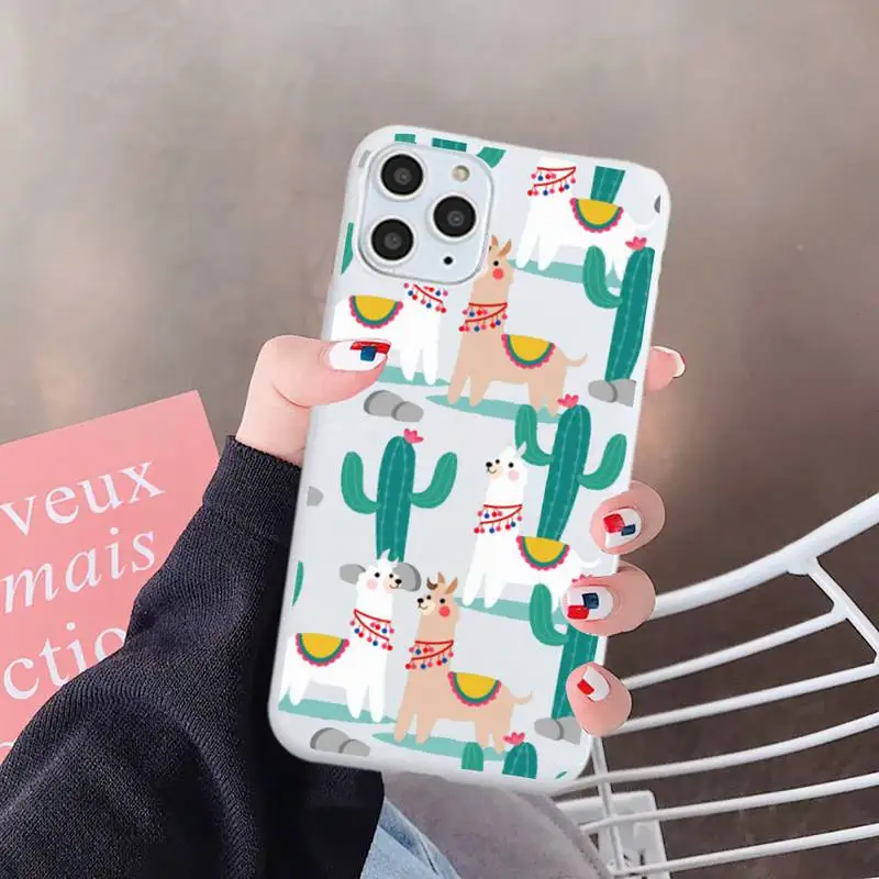 

Alpaca cute cartoon animal luxury protective Phone Case shell Candy Color for iPhone 6 7 8 11 12 s mini pro X XS XR MAX Plus