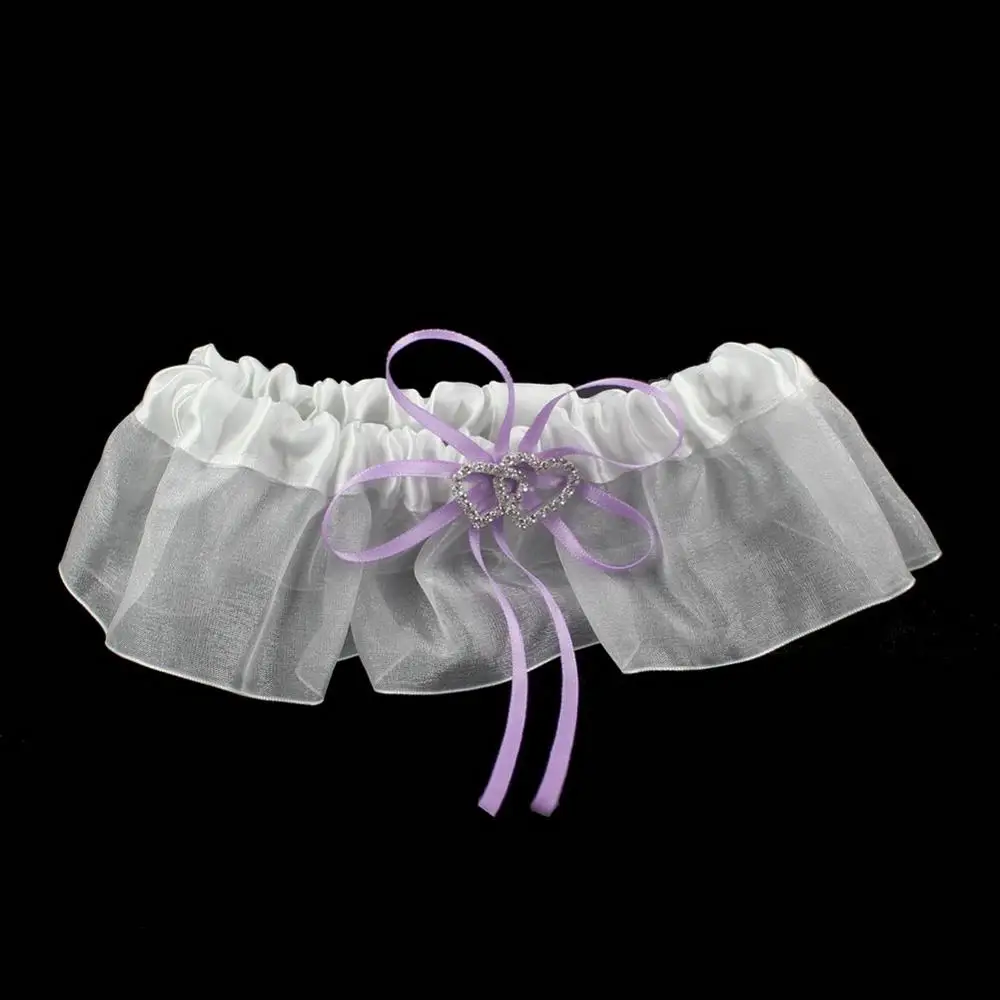 OurWarm 20cm Wedding Pillow Cushion Ring Double Heart Ring Rhinestone Pillows Baptism Wedding Birthday Party Favors Decoration - Цвет: lavender