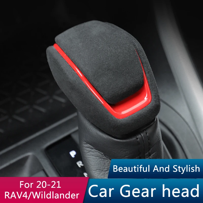 

QHCP Car Leather Gear Shift Knob Head Real Carbon Fiber Automatic Transmission Gear Lever Cover For Toyota RAV4 2020-2021