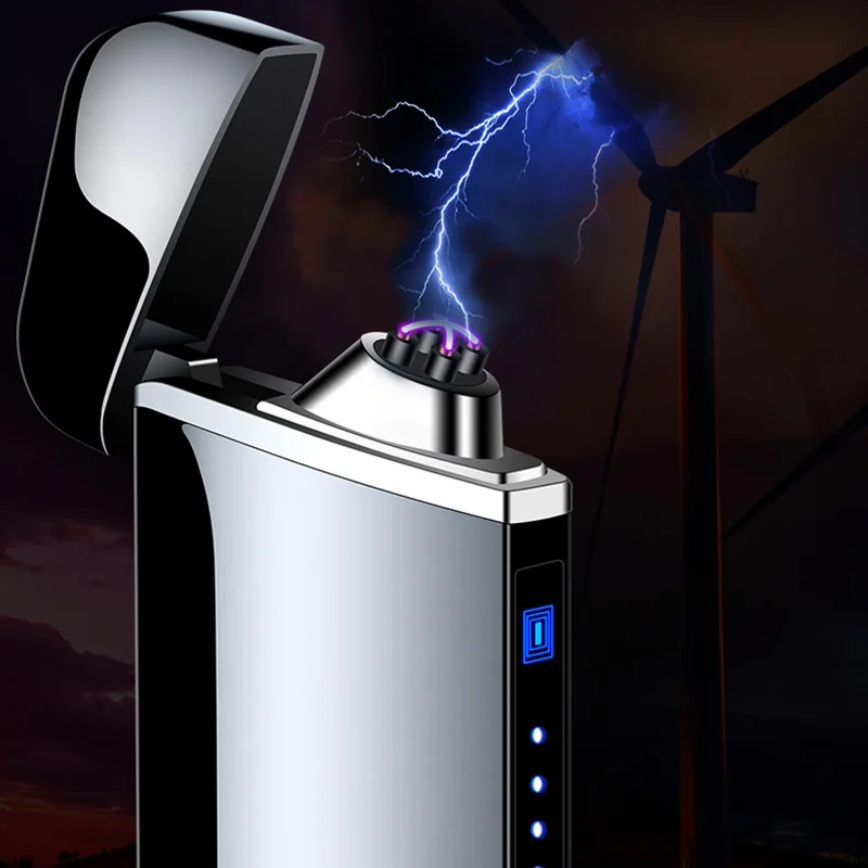 USB перезаряжаемая Электронная зажигалка с тройной индукцией ветрозащитная
