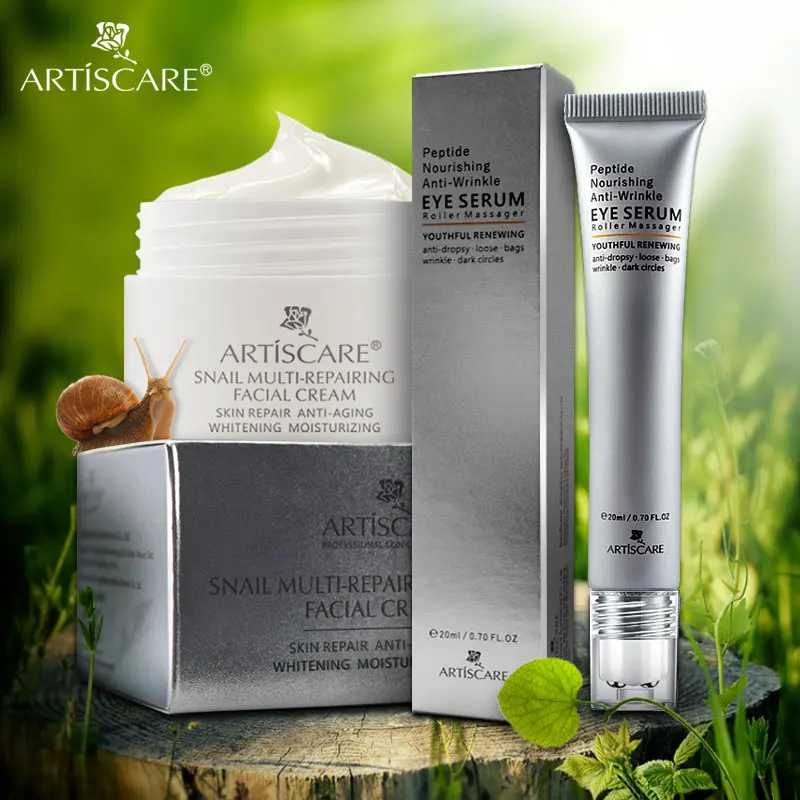 

ARTISCARE Snail Repair Facial Cream + Peptide Eye Serum Anti Wrinkle Shrink Pores Face Care Fine Lines Remove Dark Circles 2Pcs