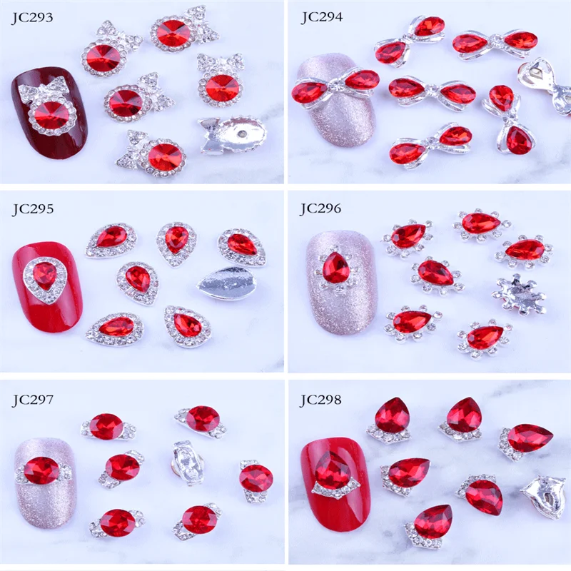 

100pcs/lot Nail Crystals Red Gems Nail Rhinestones Flatback Nail Charms Jewelry For Nail Art Decor Nail Rhinestones Charms JC281