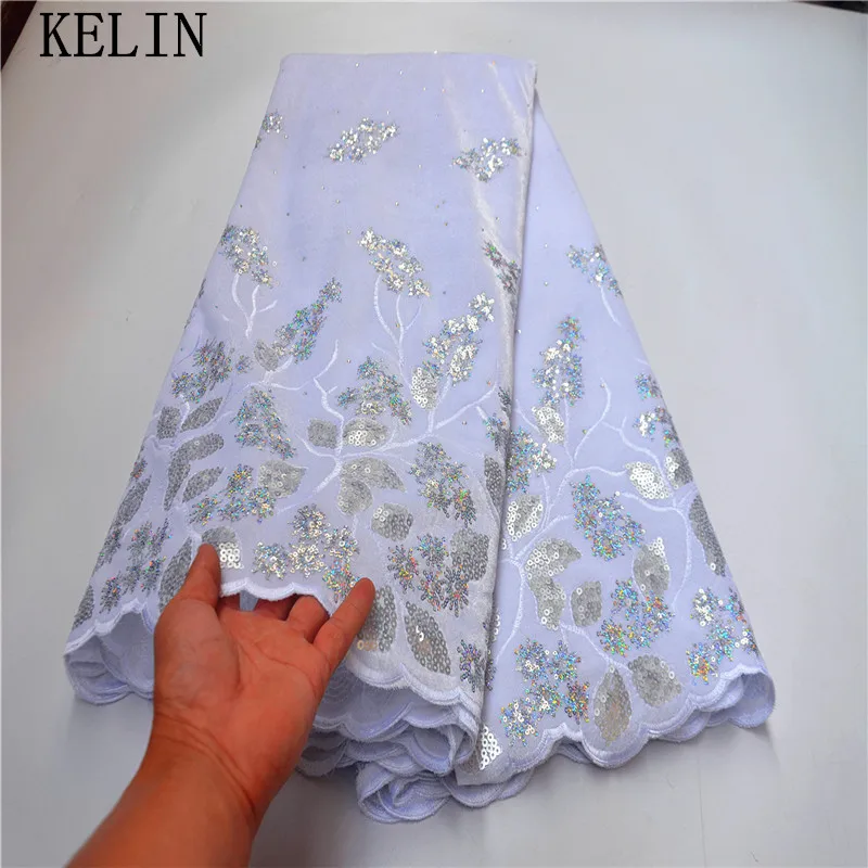 

African sequins lace fabric high quality french tulle lace sequence Swiss guipure Nigerian lace for wedding party FLP-1104