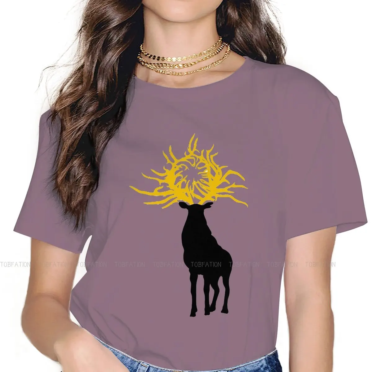 

Morozova Stag Golden Antlers Newest TShirts Shadow and Bone Girl Harajuku Pure Cotton Tops T Shirt Round Neck Big Size 5XL