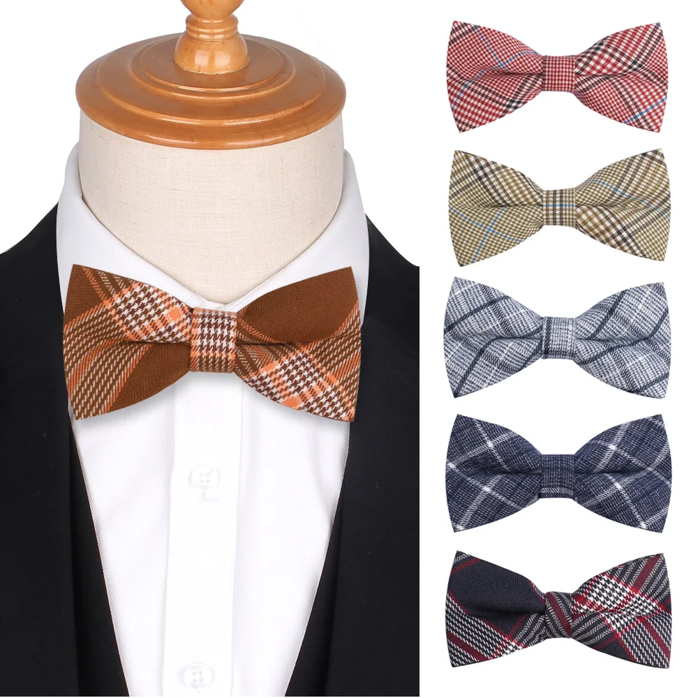 Plaid Cotton Bow Tie for Men Women Casual Suits Bowtie Tuxedo Adjustable Girls Boys Bow ties For Wedding Party Bowties Cravat