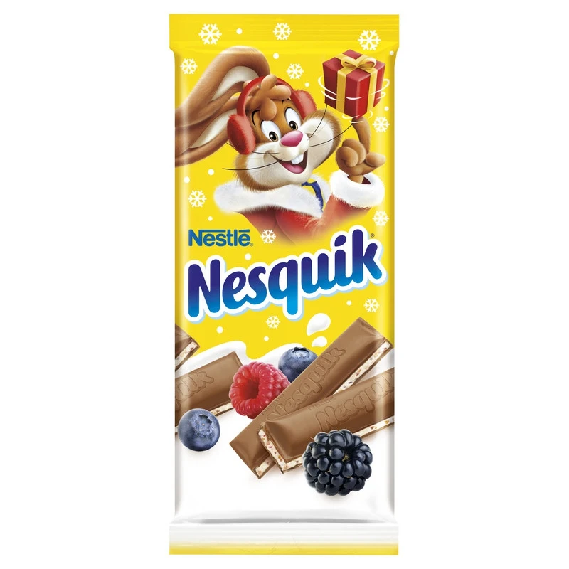 Шоколад Nesquik молочный с молочной злаковой и ягодной начинкой 100 г | шоколадные