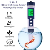 5 in 1digital meter ph ec tds salinity temperature water quality food beverages salt content aquarium seawater atc meter 40 off