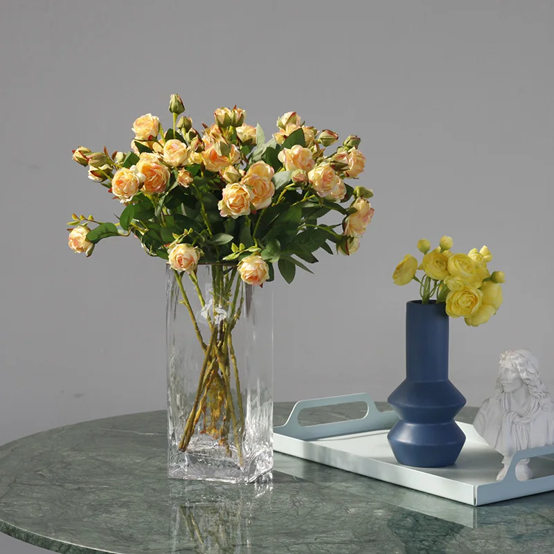 Маленькие шелковые розы на 5 головок Искусственные Цветочные букеты декор для