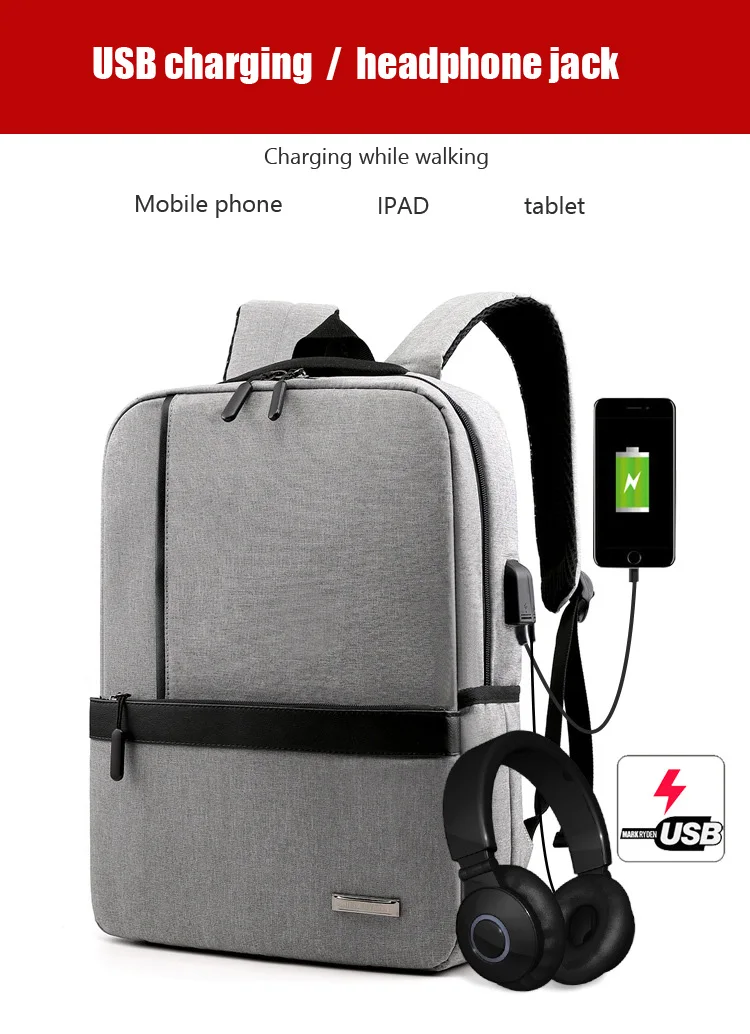 Мужской рюкзак, умная сумка, модная, USB зарядка, наушники, отверстие, большая емкость, для улицы, дорожная сумка, для путешествий, умная сумка для мужчин, mochila