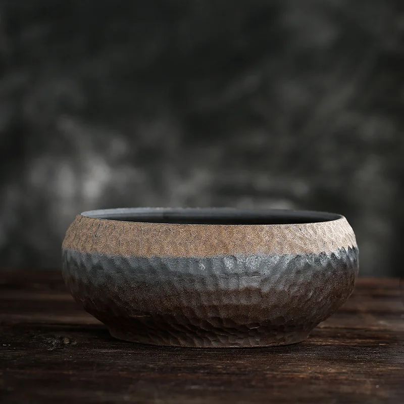 

Ancient Early Burning Hammer Pattern Coarse Pottery Tea Basin Large Ceramic Cup Wash Tea Basin Jianshui Tea Leaf Tea Set Sitee