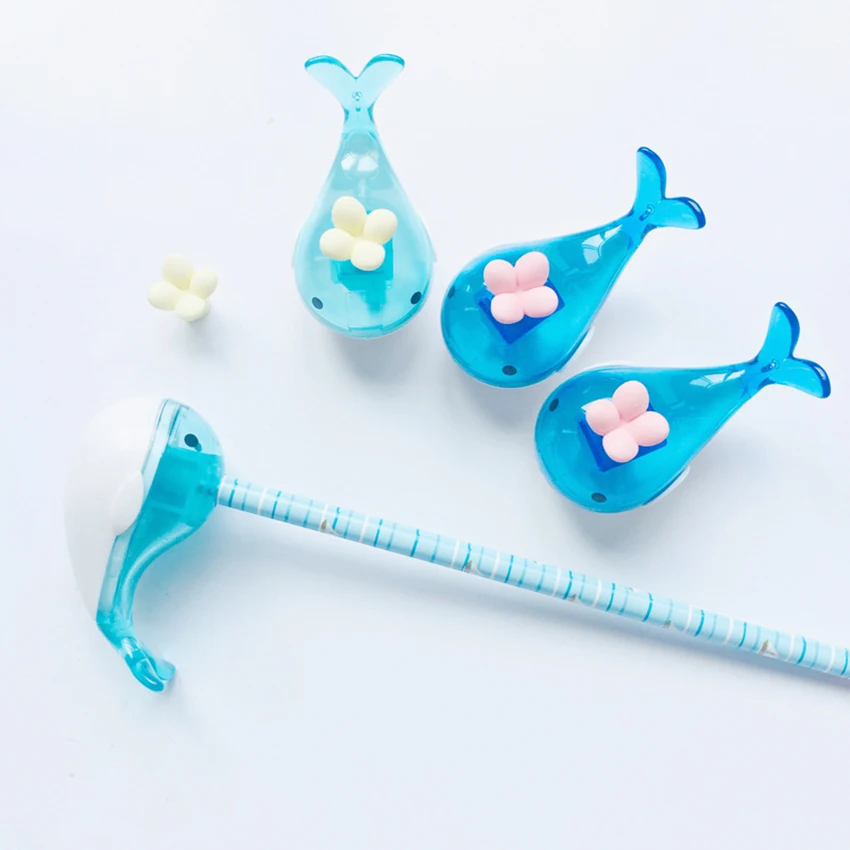 Портативный пластиковый ручной Дельфин точилка для карандашей с ластиком милый