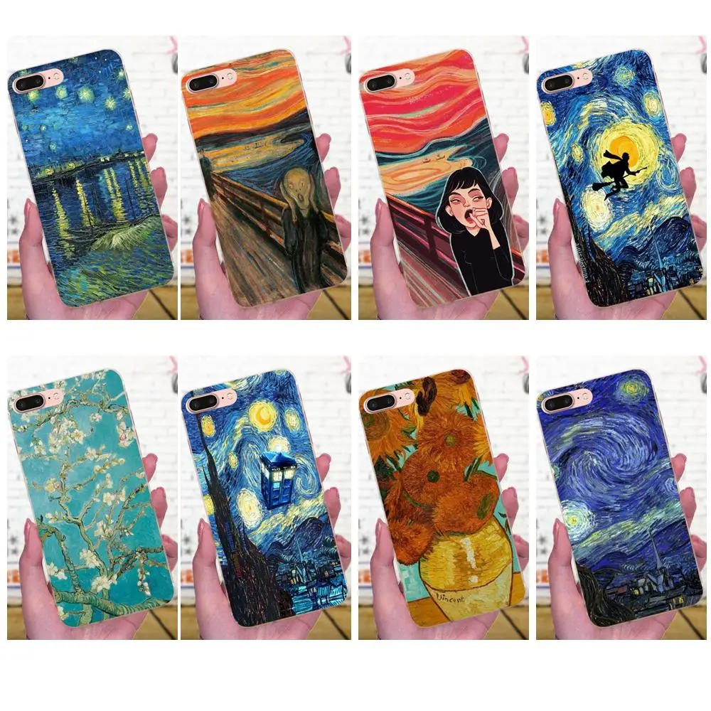 ТПУ для рисования Diy Huawei Mate 7 8 9 10 20 P8 P9 P10 P20 P30 Lite Plus Pro 2017 Scream от Munch Van Gogh Starry Night |