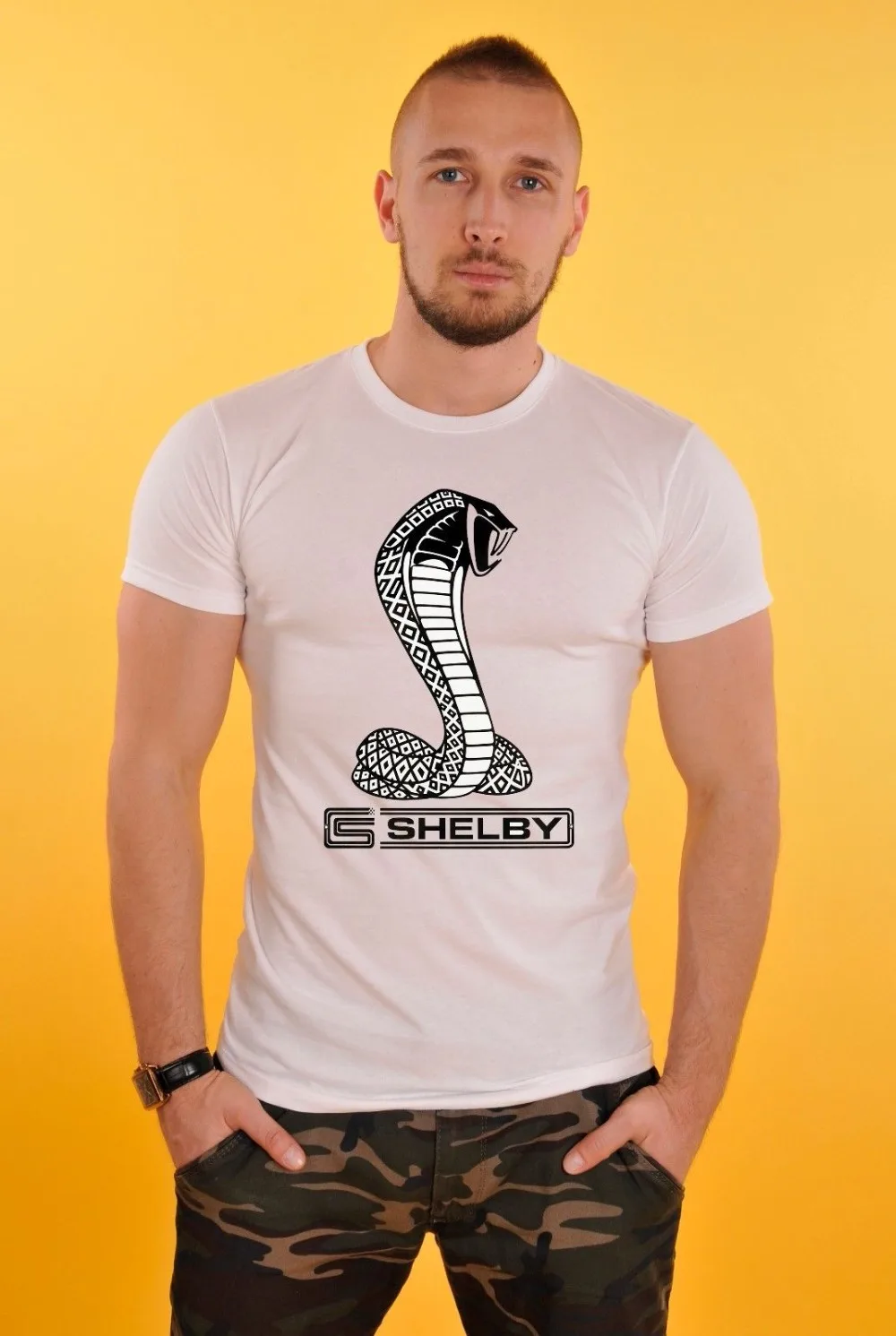 

Fashion 2020 Summer Men'S Casual O-Neck Male Tops & Tees Shelby Logo Cars T-Shirt White New Mens Tee Shirts