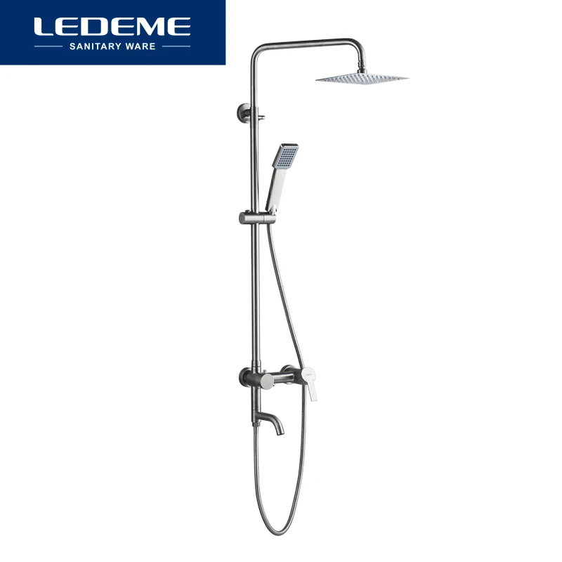 ledeme shower faucet bathroom rainfall bath shower cabin mixers swivel bath spout waterfall stainless steel tap faucets l72401 free global shipping
