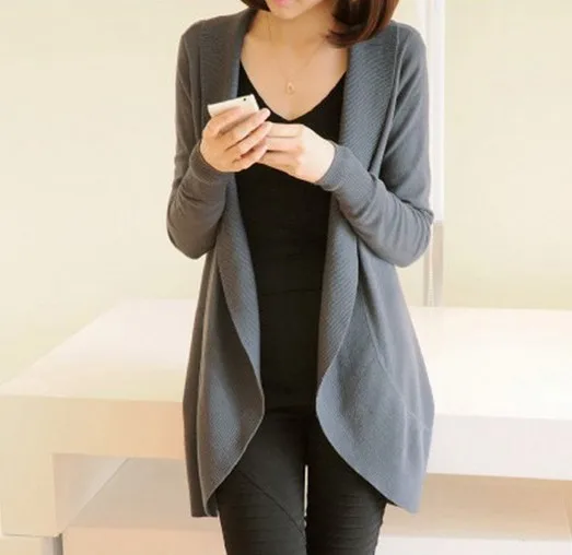 

2020 Autumn Winter New Women Long Sleeve Knitted Sweater Casual Solid Scarf Collar Cardigans Sweaters