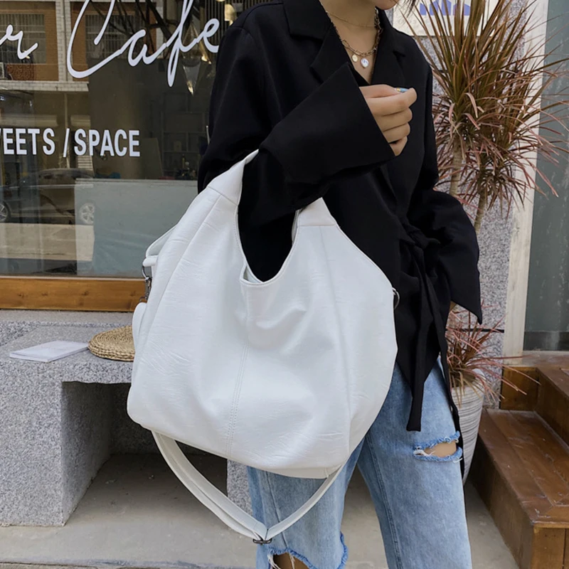 

Casual Large Capacity Hobos Bags Women Shopper Bags Fashion Solid Color Shoulder Bag women bags 2022