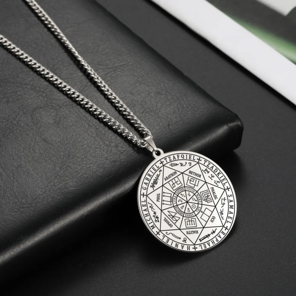 Skyrim Seal of Solomon Seven Archangel ожерелье для мужчин и женщин из нержавеющей стали Винтаж Saint