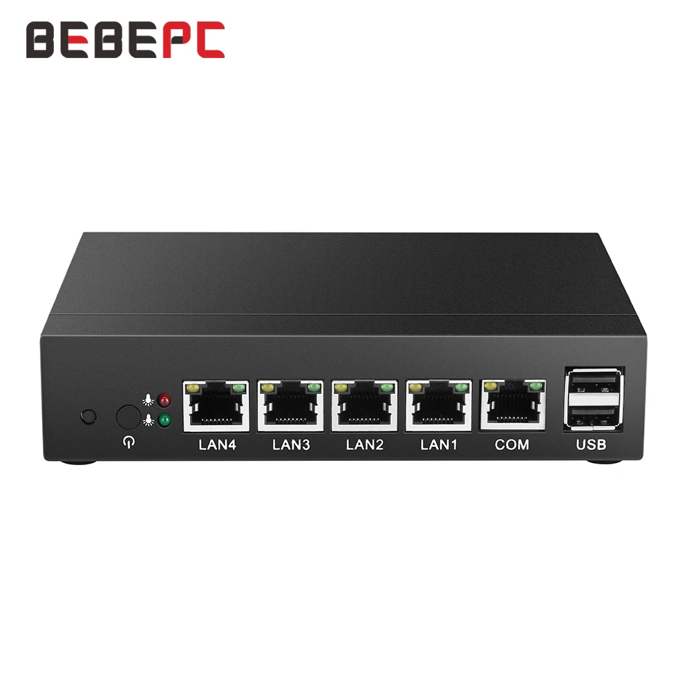 BEBEPC Mini PC 4 Gigabit Ethernet LAN Celeron J1900 N2830 Pfsense Ubuntu Windows 10 Firewall Router 4-RJ45 Thin Mini Computador