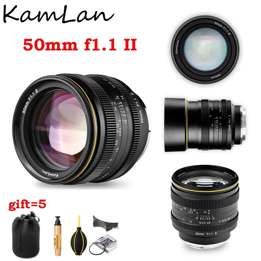 KamLan 50 мм f1.1 II APS C объектив с широкой диафрагмой и ручной фокусировкой для цифровой