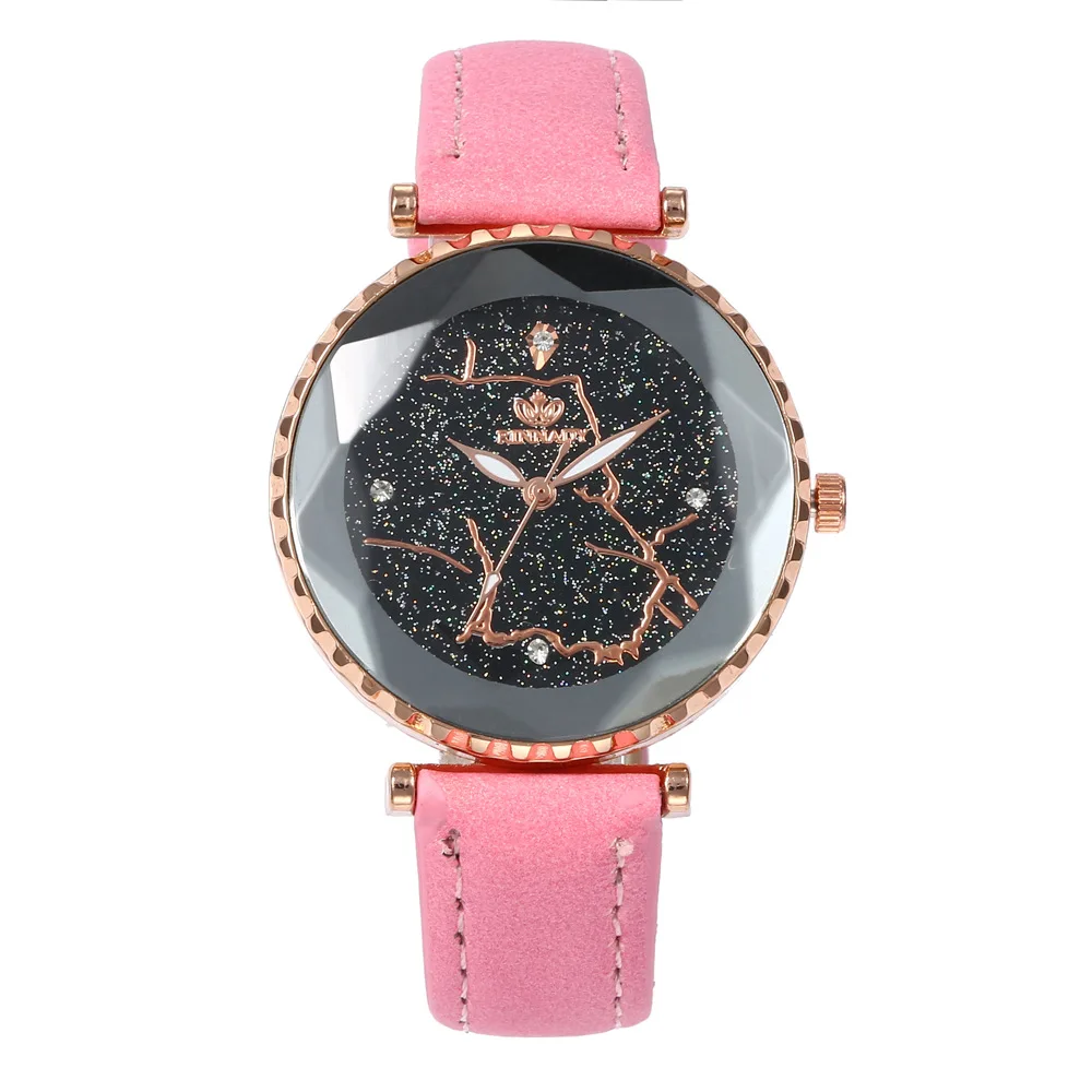 

Creative Starry Sky Galaxy Pattern Women's Watch Vintage Polished Case Frosted Belt Fashion Watch simple watch