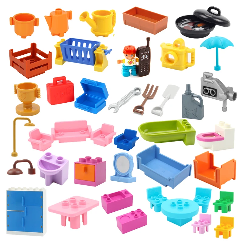 Большие строительные блоки модель мебели аксессуары совместимы с дом журнальный