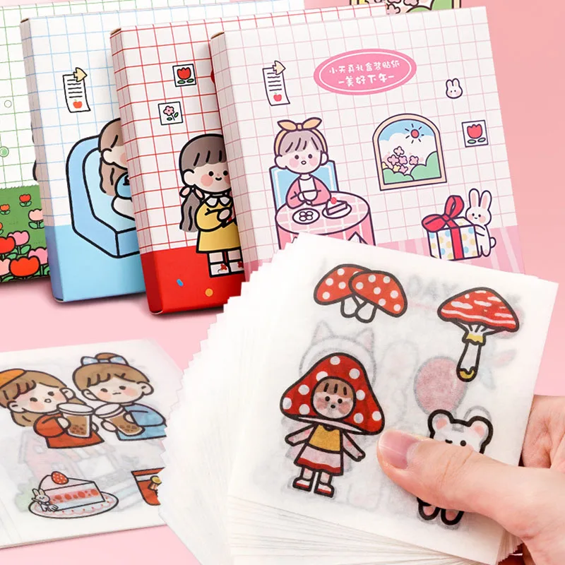 

60 Pcs/Box Kawaii Cartoon Sticker Memo Pad Set Cute Decorative Adhesive Sticker DIY Diary Planner Scrapbooking Gift Stationery