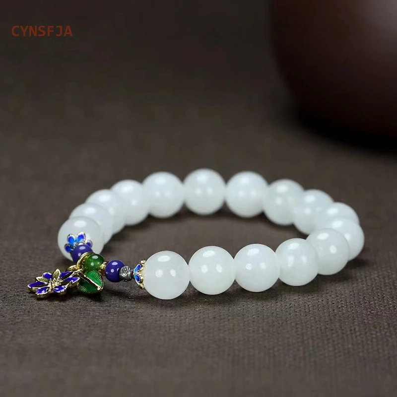 

CYNSFJA New Real Certified Natural Hetian Jade Nephrite Lucky Amulets White Jade Bracelets High Quality Elegant Birthday Gifts