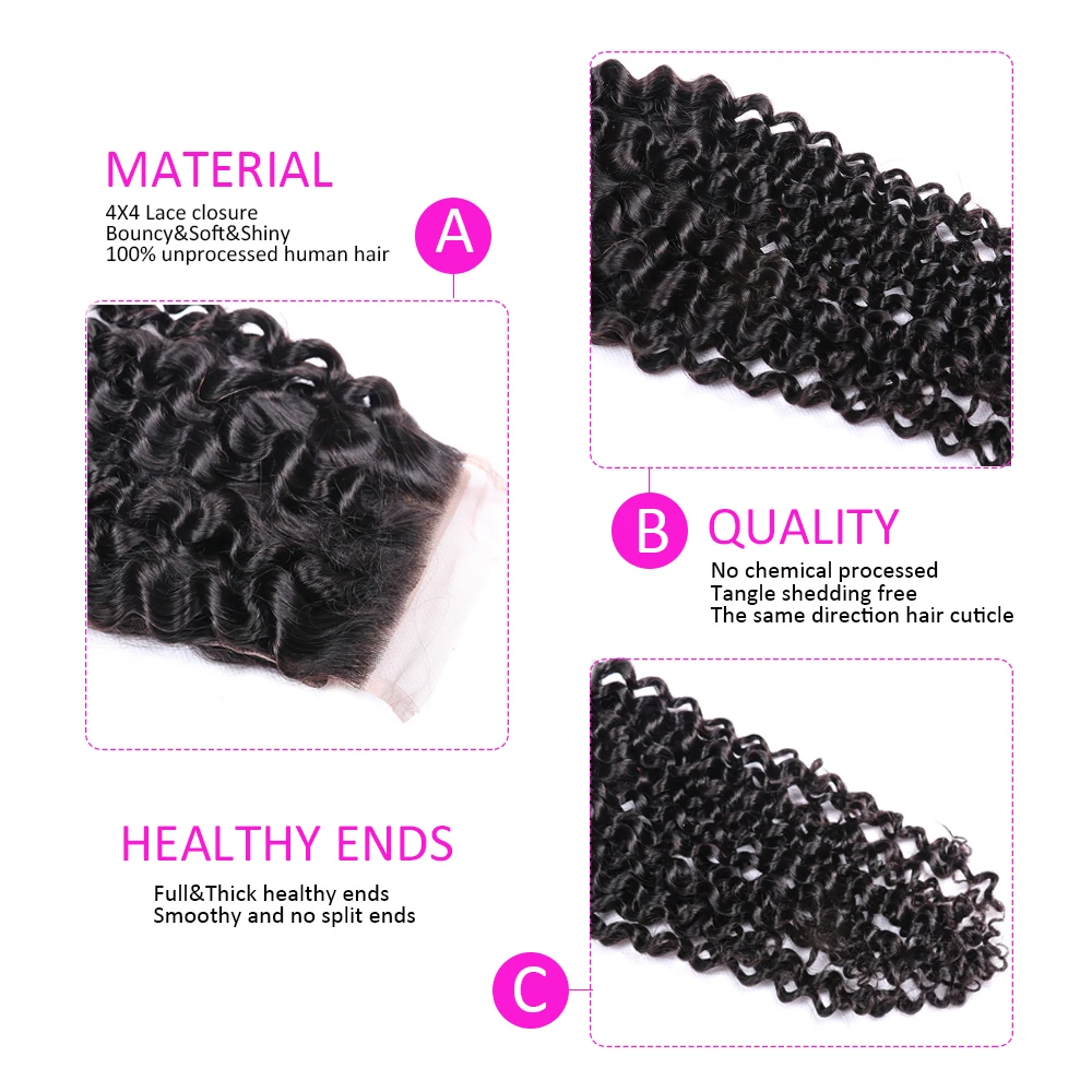 Cheetah Beauty Curly Wave 4x4 Lace Closure Brazilian 100% Human Hair HD Transparent 5x5/6x6 8-20inch Natural Color | Шиньоны и парики