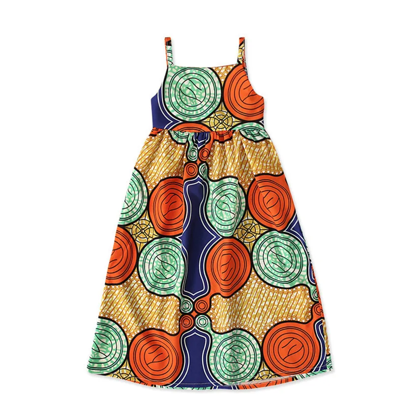 

Fashion Kids African Clothes 2020 News Dashiki Print Summer Girl Sleeveless Sling Dress Robe Africaine African Dresses for Women