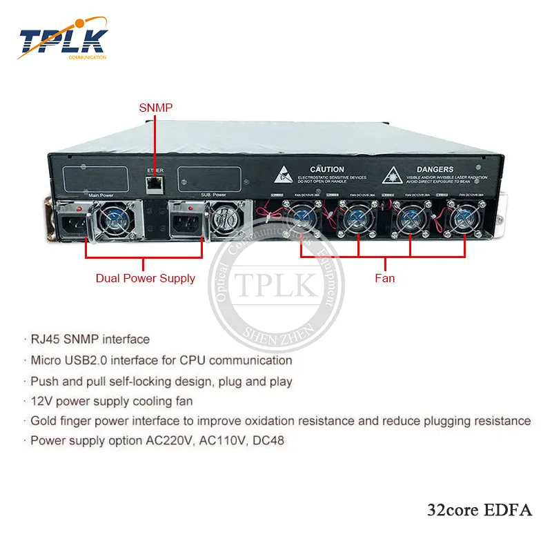 2U/80 Вт 32 порта 14/19/20/23 дБм с WDM CATV EDFA 1310/1490/Нм волоконно-оптический усилитель SC/APC-SC/UPC