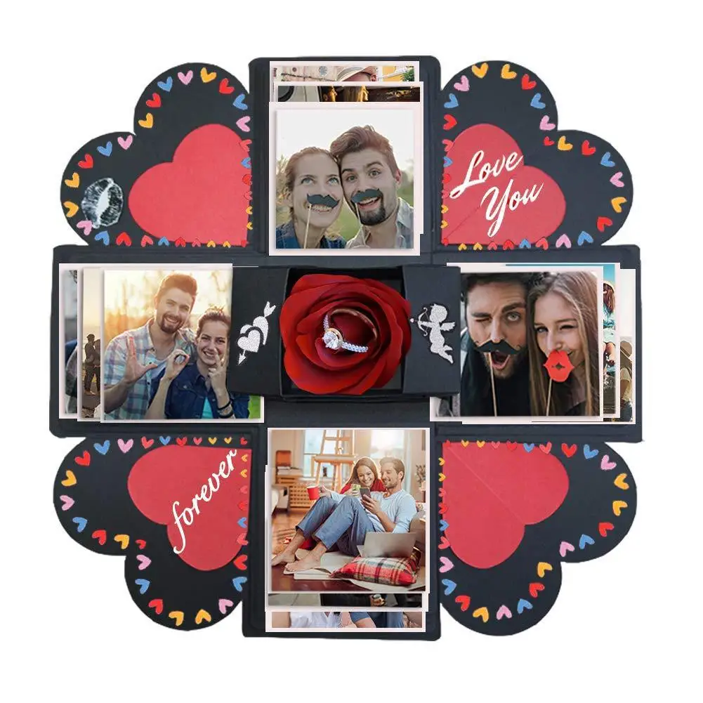 

Handmade DIY Surprise Explosion Box Gift for Anniversary Scrapbook Photo Album birthday Gift Valentines Commemorate Day Gift
