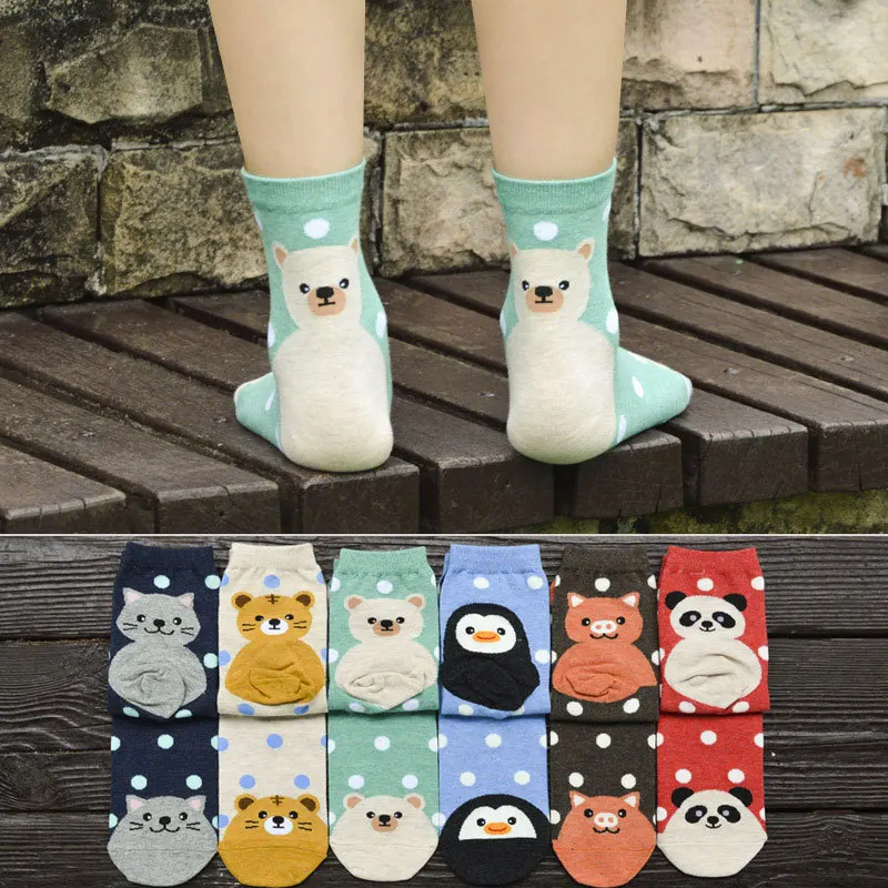

Высококачественные женские милые носки с героями мультфильмов; Новинка 2020 года; Сезон осень-зима; Забавные носки с принтом собаки, кошки; Но...