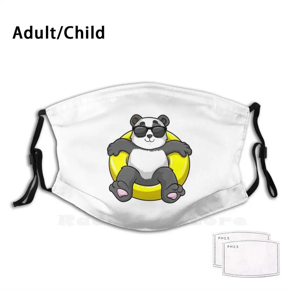 

Солнцезащитные очки-панда для плавания с кольцом для плавания, Забавный принт, многоразовые фильтры Pm2.3340, маска для лица для плавания, фотоа...