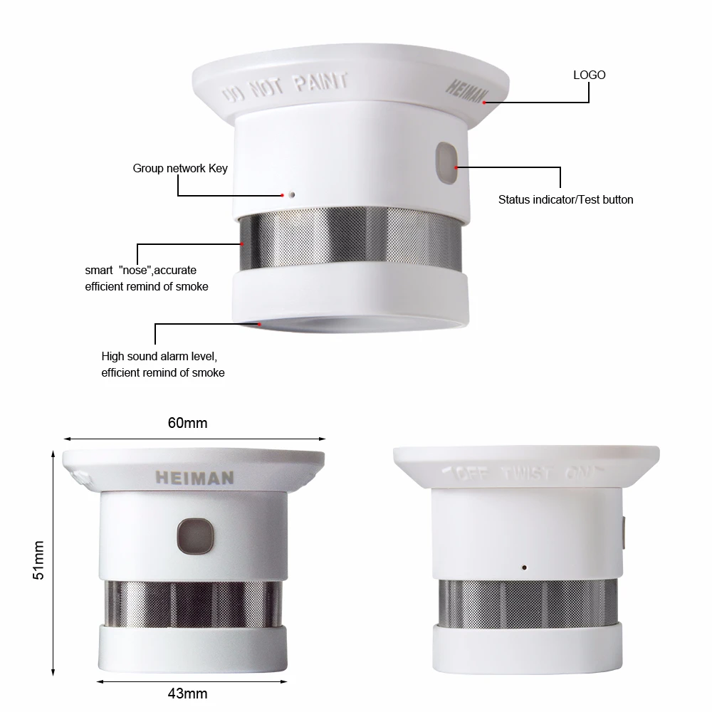 HEIMAN Zigbee пожарная сигнализация, детектор дыма, 4 шт., система умного дома, 2,4 ГГц, высокая чувствительность, датчик безопасности, датчик