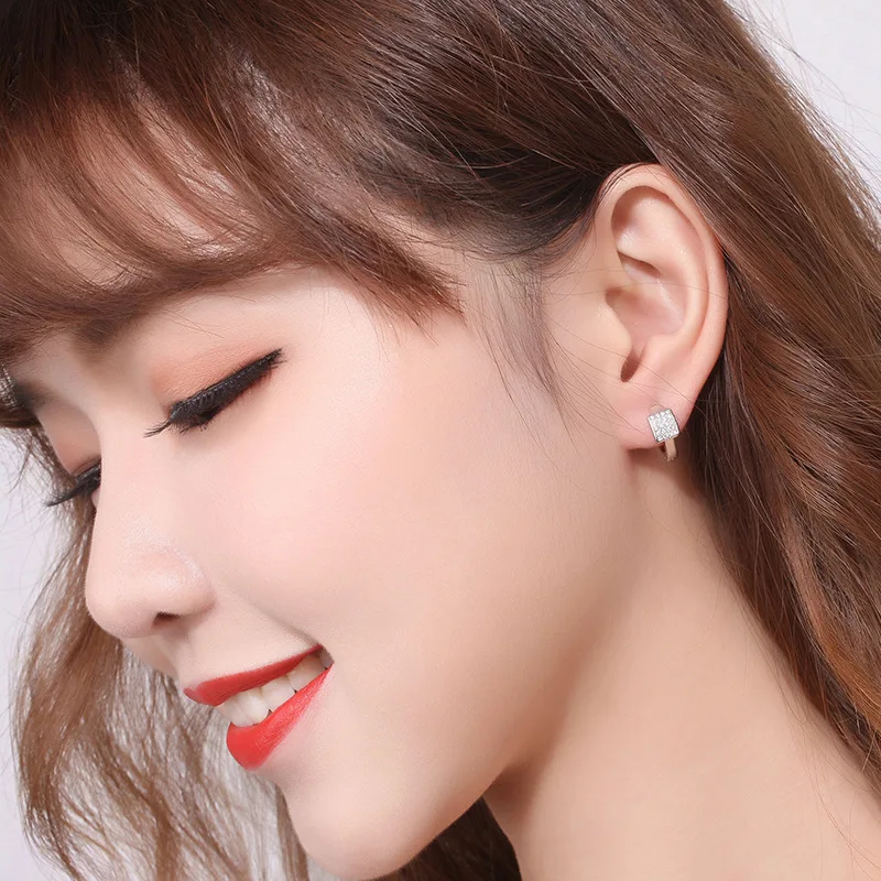 

Prevent Allergy 925 Sterling Silver Zircon Square Charm Stud Earrings Charm Women Jewelry Party Accessories eh289