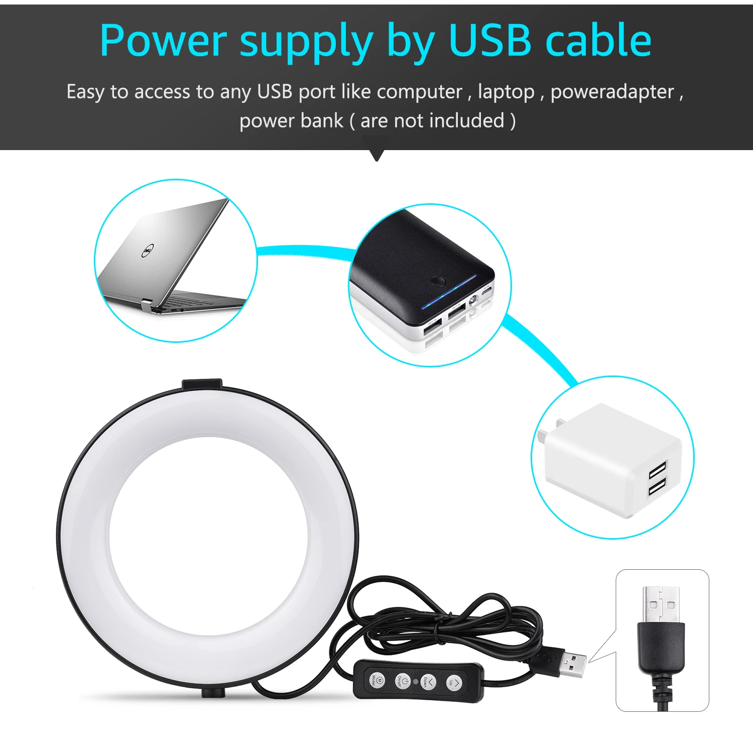6 дюймов USB кольцевой светильник селфи Красота светодиодный 3 ing режима затемнения