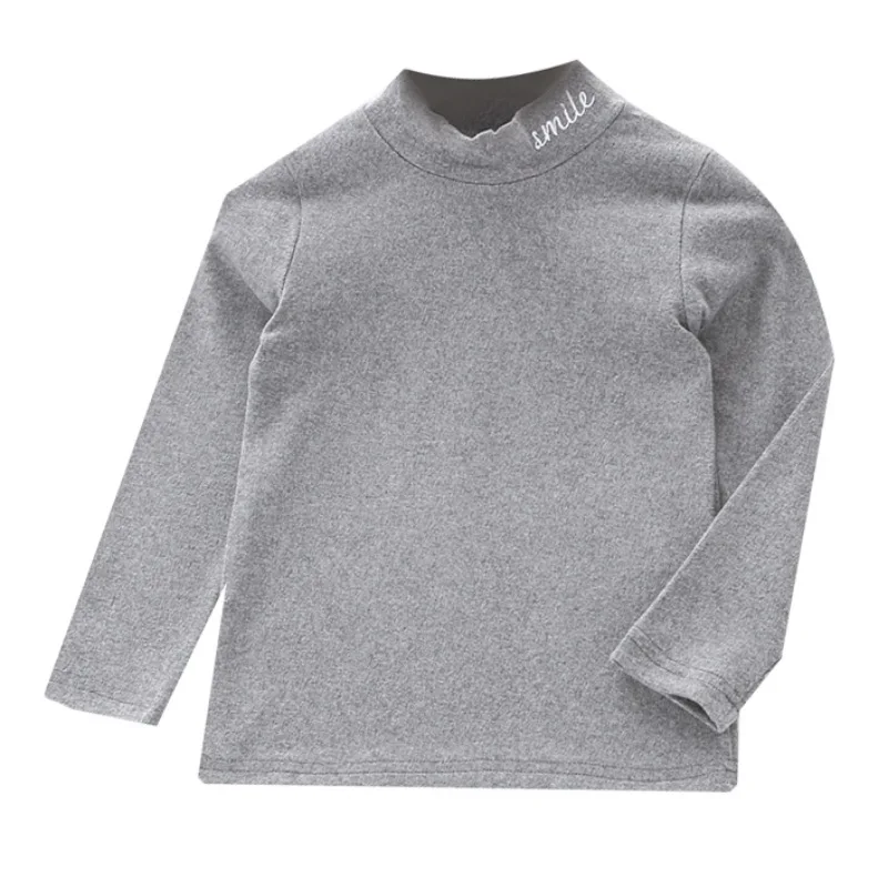 

Candy Color New Girls Clothes Kids Mid-Turtleneck T-shirt Fall Winter Solid Casual Pullover Cotton Clothes