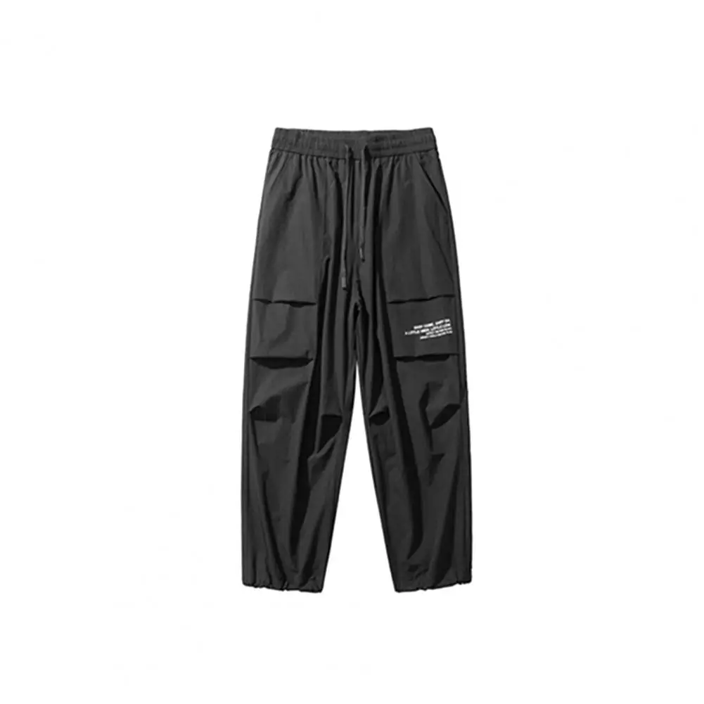 

Men Sporty Pants Thin Sweatpants Multi Pockets Ankle Tied Long Pants Loose Trousers Summer Hottest Black Men's Light Weight Pant