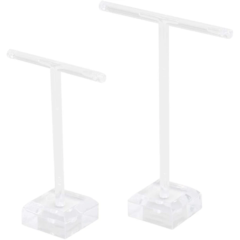 

2Pcs Acrylic Earring Holders T-Bar Jewelry Display Stand Tree Necklace Earrings Bracelet Holder