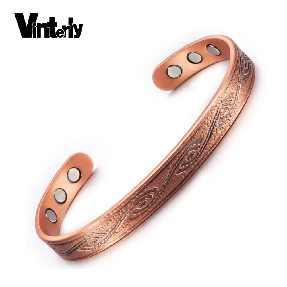 Магнитный браслет Vinterly винтажный из чистой меди для здоровья энергия артрита