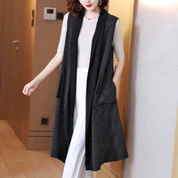 trench coat for women plus size 2021 autumn new fashion sleeveless striped knitted vest coat for women 45 75kg