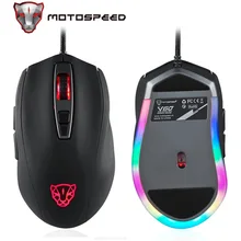 Motospeed V60 USB Wired Gaming Mouse Mice 7 Button 5000DPI DPI Optical Sensor Mause RGB Back Light For Laptop PC Matte Rexture