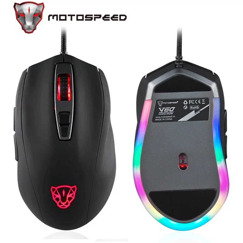 Оптический сенсор Motospeed V60 7 кнопок 5000DPI RGB подсветильник ка|Мыши| |