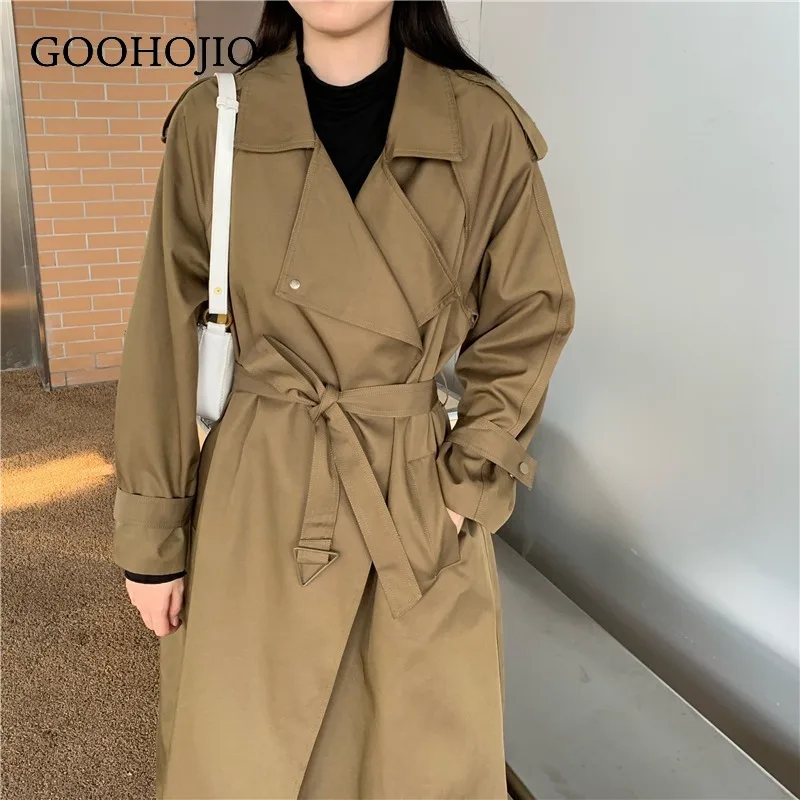

GOOHOJIO 2021 Spring Autumn Temperament All-match Trench for Women Fashionable Women Trench Single-breasted Casual Trench Women