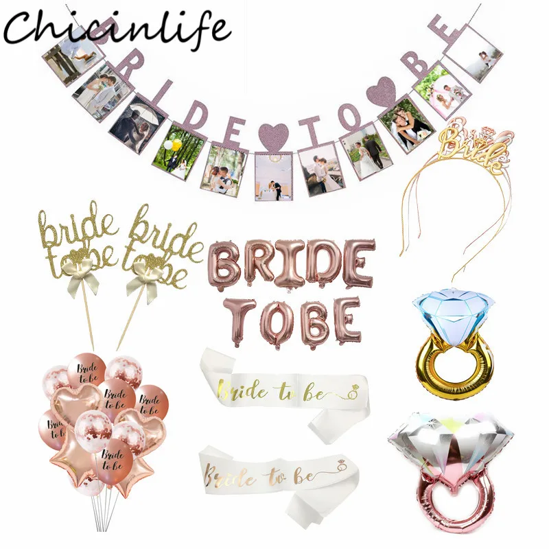 

Chicinlife Bride To Be Photo Banner Balloon Cupcake Toppers Bachelorette Party Bridal Shower Wedding Photo Booth Props Supplies