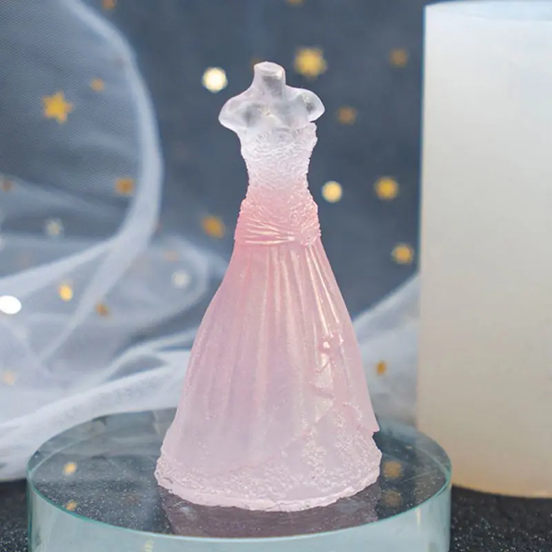 

3D Princess Dress Skirt Silicone Chocolate Fondant Candy Mould Christmas Wedding Dress Resin Mold Cake Baking Tools
