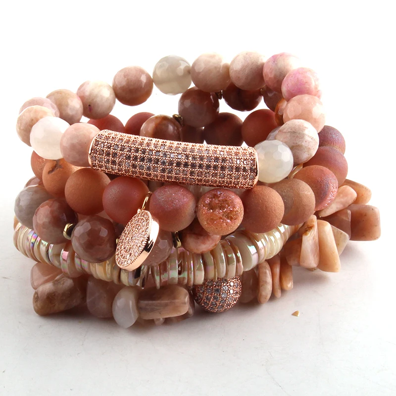 MOODPC модные ювелирные изделия красивый набор браслетов с кристаллами натуральный